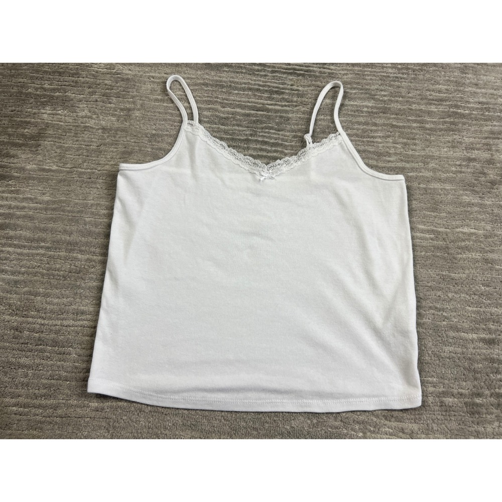 No Boundaries Camisole Womens XL White Lace Trim V-Neck Spaghetti Strap Top